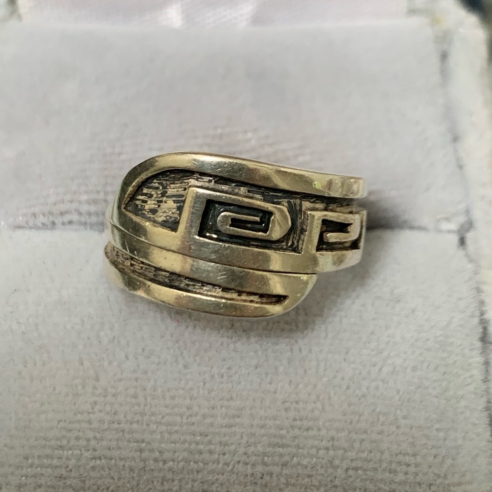 Sterling silver Southwestern water sign ring adjustable size